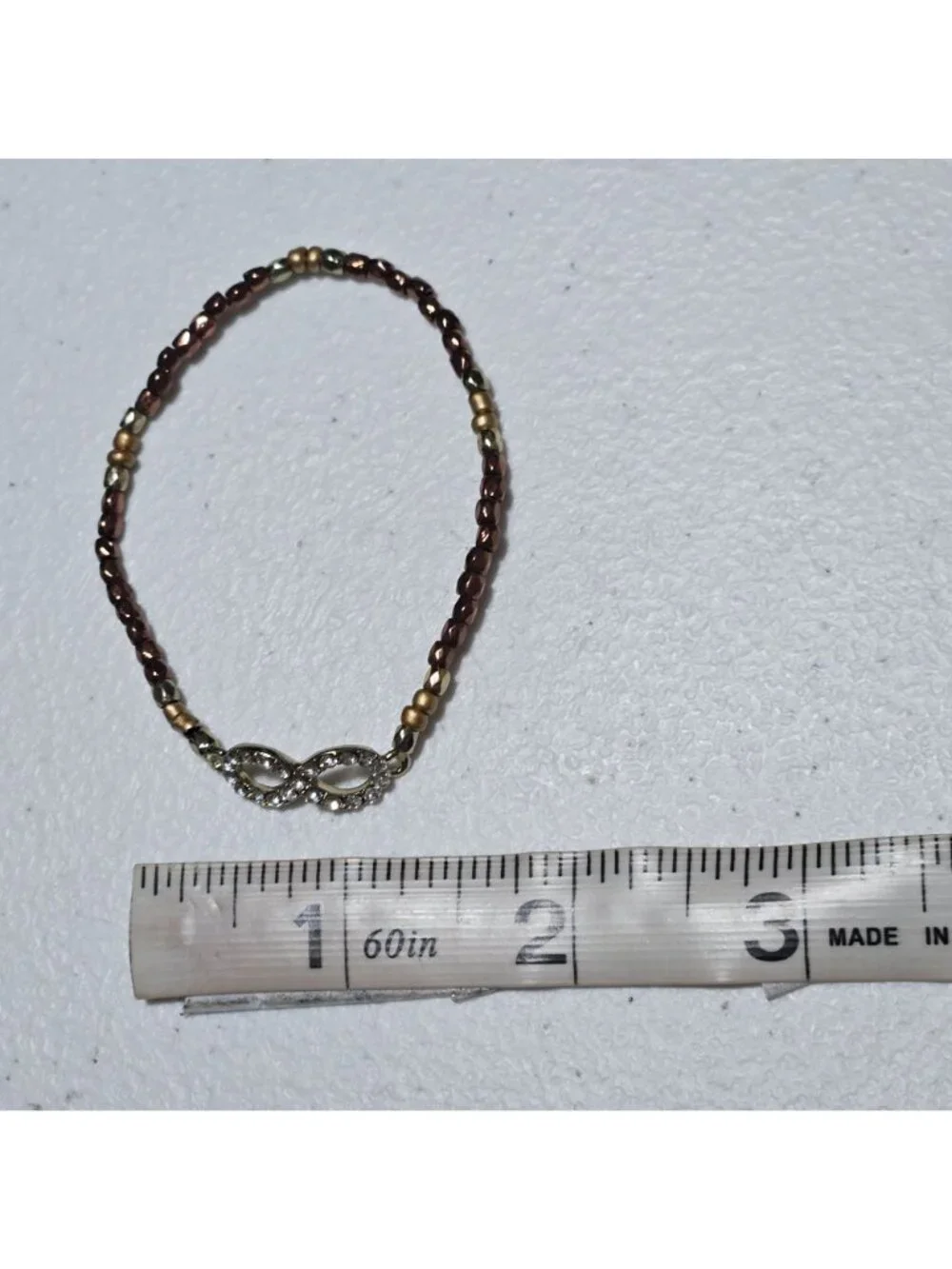 Infinity Bracelet Rhinestone Accent Beaded Classic Minimalist Fashion Jewelry